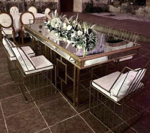 Mesa Espejo Dorada & Silla Camila Blanca CDMX