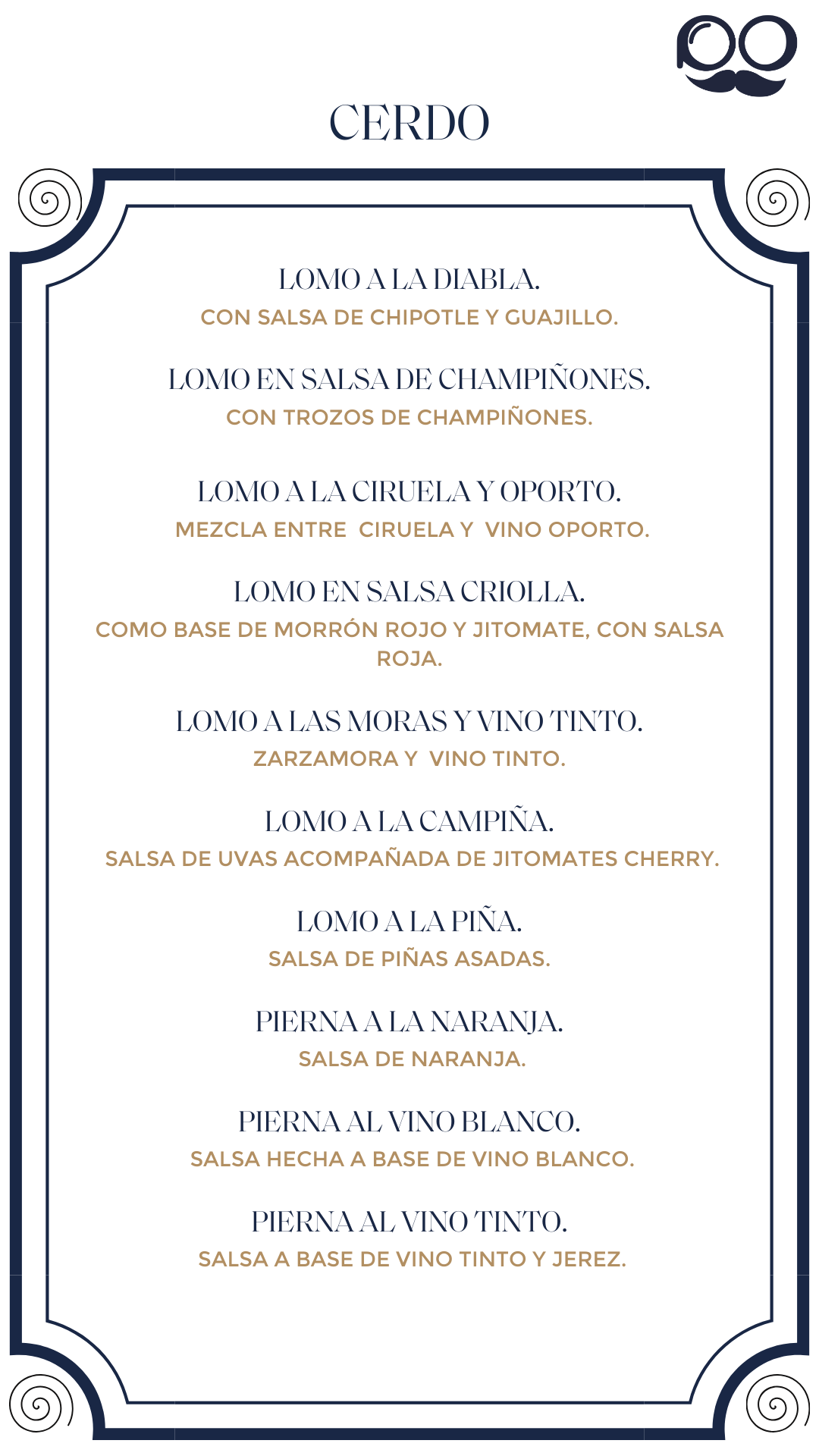 Menú por Tiempos