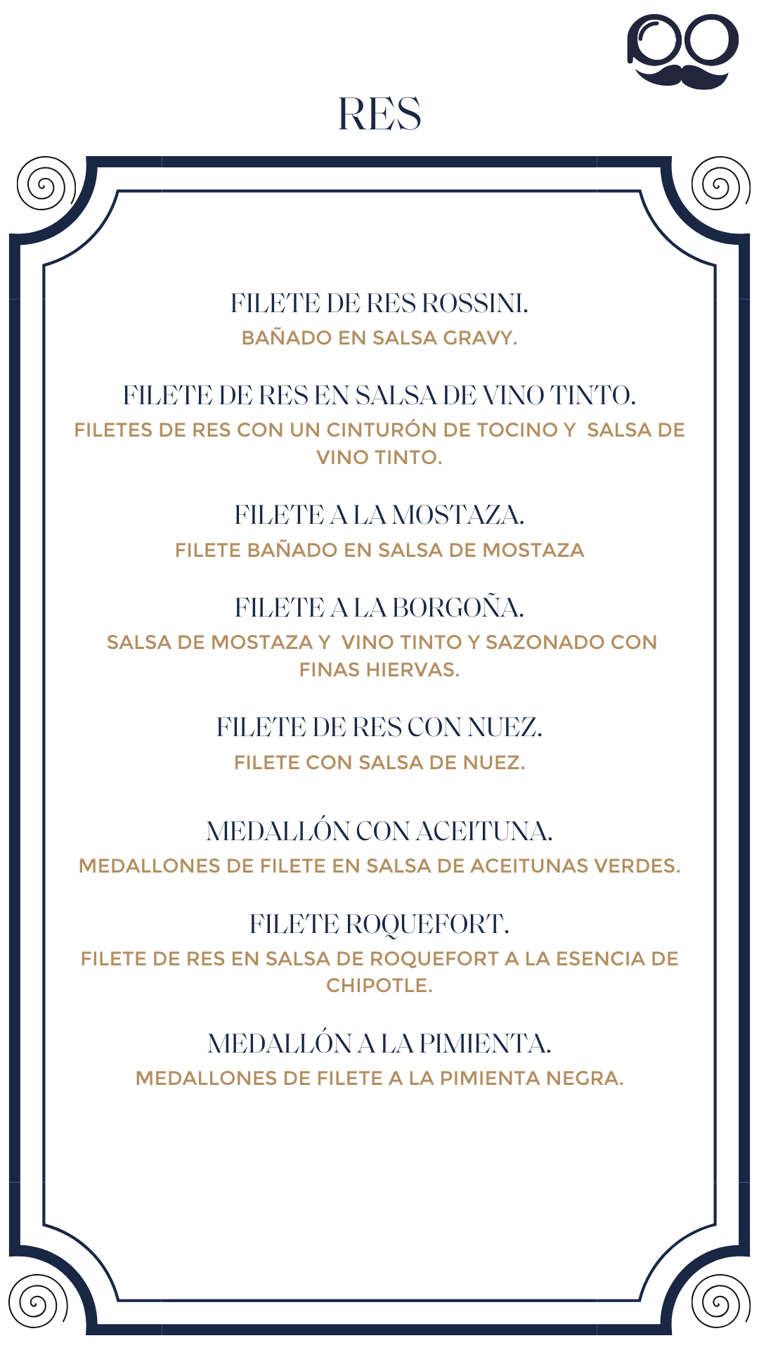 Menú por Tiempos