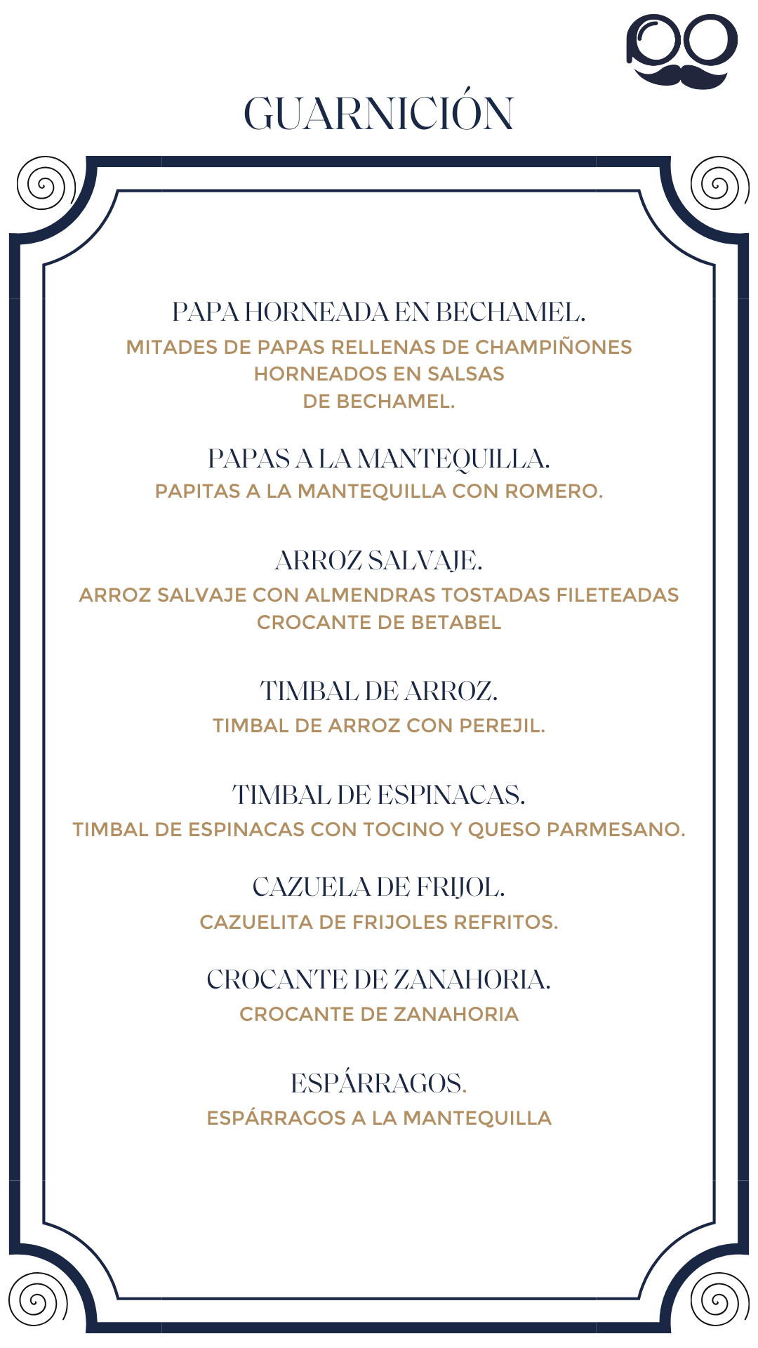 Menú por Tiempos