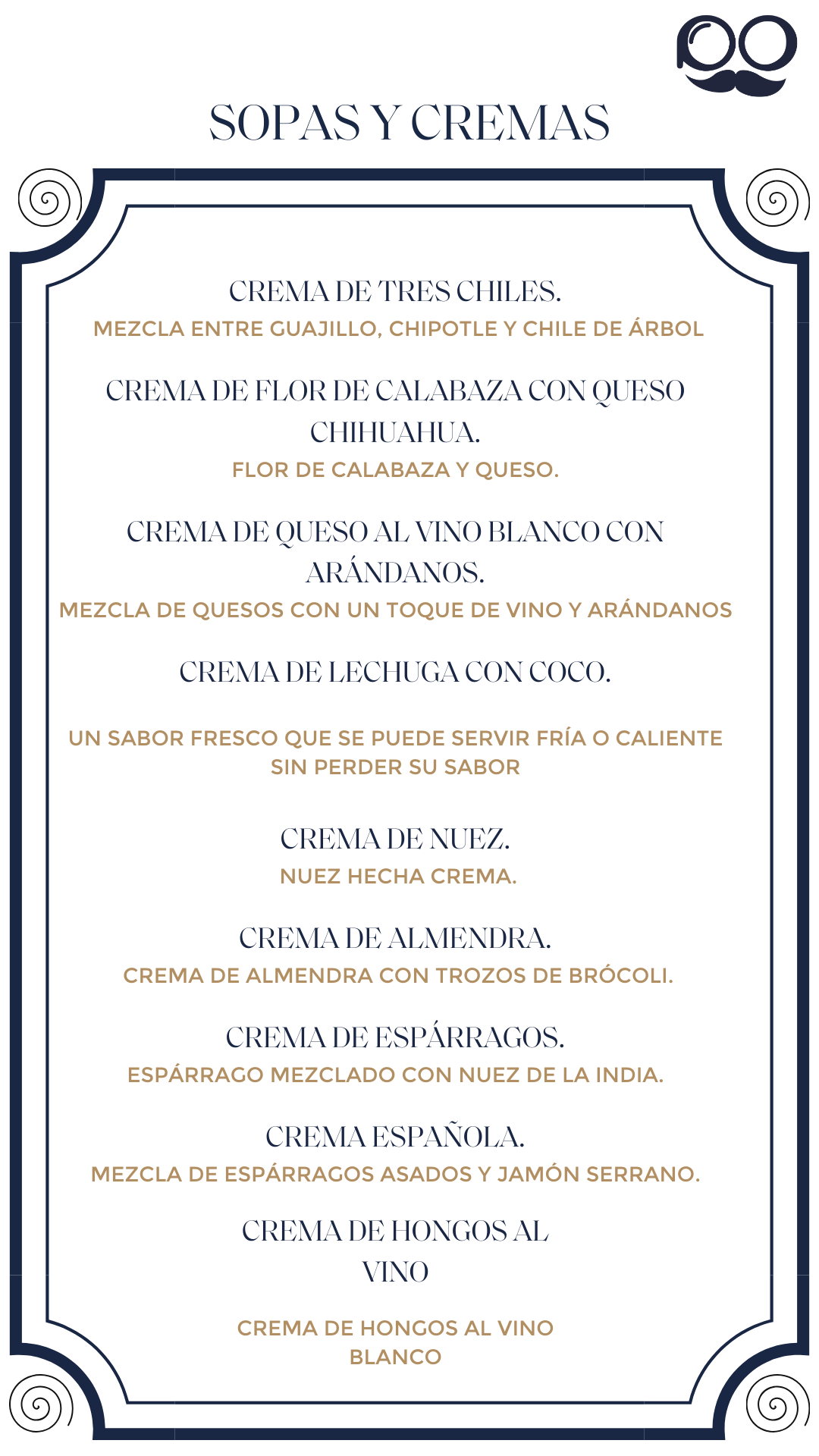 Menú por Tiempos