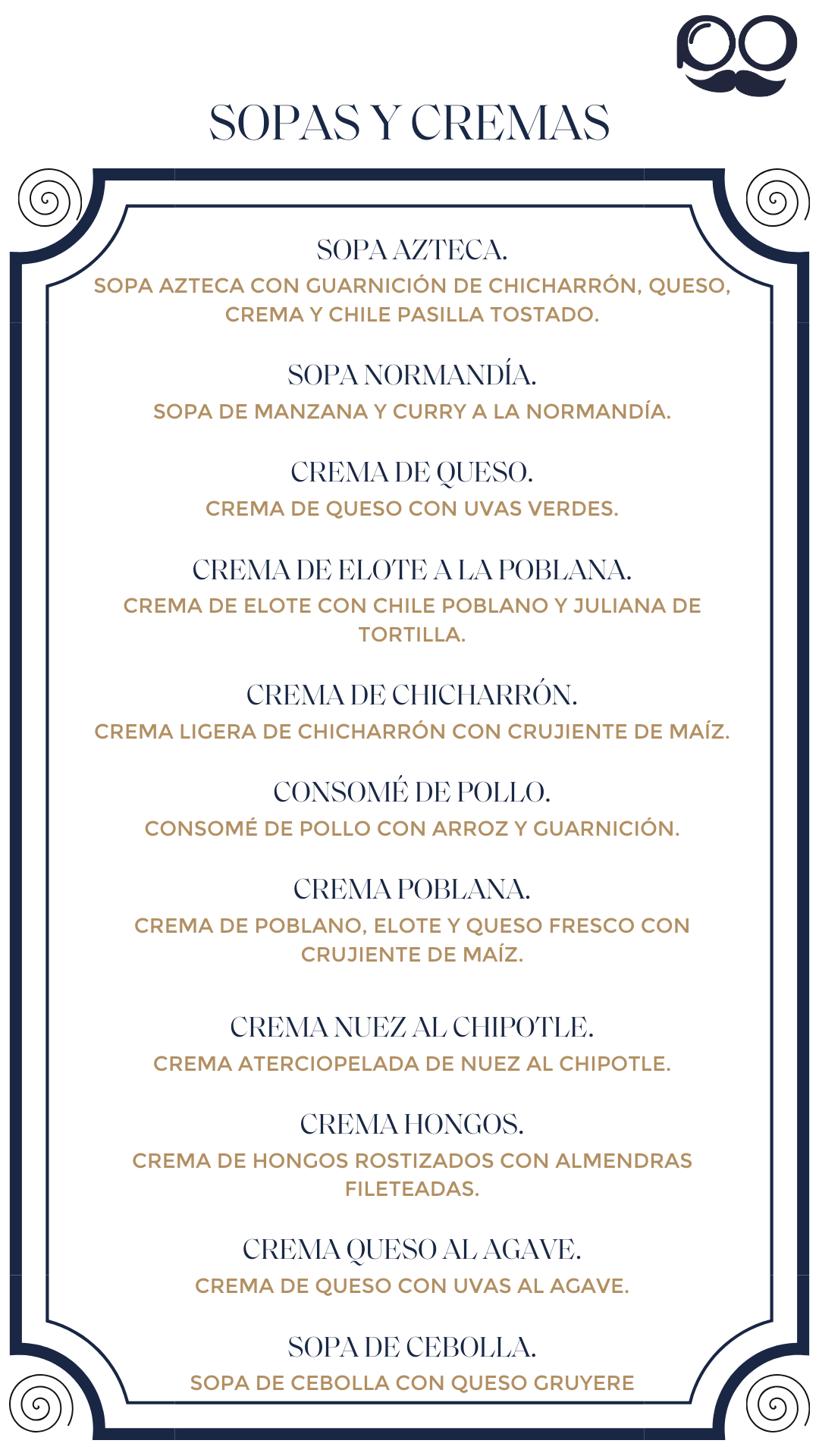 Menú por Tiempos
